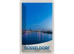 Vianmo Insegna Di Latta 30X20 Cm DüSseldorf Fluss Stadt BrüCke Turm