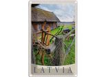 Vianmo Insegna Di Latta 18X12 Cm Lettland HäUschen Europa