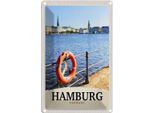 Vianmo Insegna Di Latta 18X12 Cm Hamburg Hafen Fluss Stadt