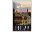 Vianmo Insegna Di Latta 30X20 Cm Litauen Mittelalter GebäUde GemäLde