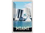 Vianmo Insegna Di Latta 30X20 Cm Miami Amerika Usa BrüCke Schiffe Meer