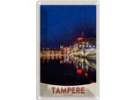 Vianmo Insegna Di Latta 18X12 Cm Tampere Finnland Europa Stadt Abend