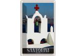 Vianmo Insegna Di Latta 30X20 Cm Santorini Innsel Meer Kreuz Kirche