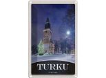 Vianmo Insegna Di Latta 30X20 Cm Turku Finnland Kirche Schnee Winter