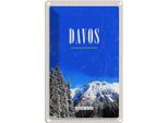 Vianmo Insegna Di Latta 30X20 Cm Davos Winterzeit Skiwintertour