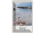 Vianmo Insegna Di Latta 30X20 Cm Genf Ente See Boot Natur Berge