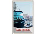 Vianmo Insegna Di Latta 30X20 Cm San Diego Usa Amerika Yacht Meer