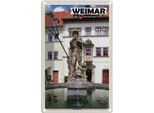 Vianmo Insegna Di Latta 18X12 Cm Weimar Neptunbrunnen