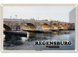 Vianmo Insegna Di Latta 20X30 Cm Regensburg Steinerne BrüCke Fluss