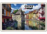 Vianmo Insegna Di Latta 12X18 Cm Genf Schweiz Altstadt Fluss