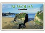 Vianmo Insegna Di Latta 12X18 Cm Newquay Coast United Kingdom