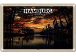 Vianmo Insegna Di Latta 20X30 Cm Hamburg Hafen Sonnneuntergang