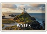 Vianmo Insegna Di Latta 12X18 Cm Wales United Kingdom Anglesey Insel Meer