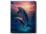 Oh Art! - Set Di Colori Per Numeri Dolphins - 40X50Cm, Con Cornice In Legno E Pennelli Fai Da Te