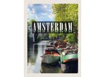 Vianmo Insegna In Legno 30X20 Cm Amsterdam Reiseziel Bootsfahrt