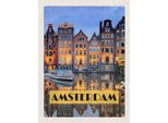 Vianmo Insegna In Legno 30X20 Cm Amsterdam Bei Nacht Reiseziel