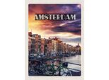 Vianmo Insegna In Legno 30X20 Cm Amsterdam Sonnenuntergang