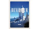 Vianmo Insegna In Legno 30X20 Cm Retro Benidorm Spain Spanien Badeort
