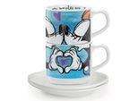 Egan Disney Love Sweet Love Set Di 2 Tazze Da Caffè Impilabili Blu Con Piattini