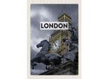 Vianmo Insegna In Legno 30X20 Cm London Big Ben Queen Elizabeth Tower