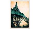 Vianmo Insegna In Legno 30X20 Cm Eiffel Tower Retro Bild Reiseziel