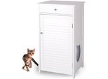 Wondermake Armadietto Per Gatti Per Lettiera Grande Alta In Legno, Armadietto Per Gatti Per Lettiera Con Cassetto E Porta Chiusa, Design Casa Per Gatti Lettiera Xl, 51 X 46 X 96 Cm, Grotta Per Gatti Bianco