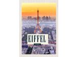 Vianmo Insegna In Legno 30X20 Cm Eiffel Tower Sonnenuntergang Stadt