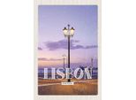 Vianmo Insegna In Legno 30X20 Cm Lisbon Portugal Sonnenuntergang