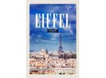 Vianmo Insegna In Legno 30X20 Cm Eiffel Tower Panorama Bild Retro
