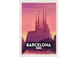 Vianmo Insegna In Legno 30X20 Cm Barcelona Malerisches Bild Kunst