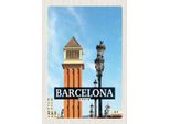 Vianmo Insegna In Legno 30X20 Cm Barcelona Spanien Bild Tag Mosaik