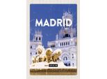 Vianmo Insegna In Legno 30X20 Cm Madrid Spanien Winter Nacht Trip