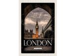 Vianmo Insegna In Legno 30X20 Cm London Uk Big Ben Nacht Retro