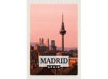Vianmo Insegna In Legno 30X20 Cm Madrid Spanien Retro Architektur