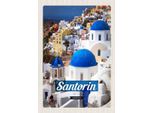 Vianmo Insegna In Legno 30X20 Cm Santorini Greece Stadt Weiß Blau