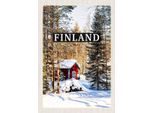 Vianmo Insegna In Legno 30X20 Cm Finnland Winterzeit Schnee Wald