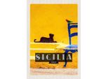 Vianmo Insegna In Legno 30X20 Cm Sizilien Italien Malerisches Bild Katze