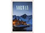 Vianmo Insegna In Legno 30X20 Cm Norwegen Winter Schnee Urlaubsort