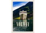 Vianmo Insegna In Legno 30X20 Cm Norwegen Yacht Gebirge Meer Natur