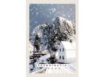 Vianmo Insegna In Legno 30X20 Cm Skandinawien Schnee Winter Berg Haus