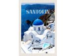 Vianmo Insegna In Legno 30X20 Cm Santorini Greece GebäUde Weiß Blau