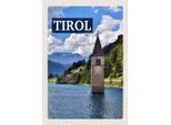 Vianmo Insegna In Legno 30X20 Cm Tirol ÖSterreich Kirchturm Im Wasser