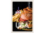 Vianmo Insegna In Legno 30X20 Cm Usa Burger Pommes Zwiebelringe Essen