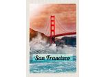 Vianmo Insegna In Legno 30X20 Cm San Francisco Wellen Meer BrüCke