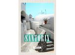 Vianmo Insegna In Legno 30X20 Cm Santorini Stadt WeißE GebäUde Treppen