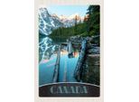Vianmo Insegna In Legno 30X20 Cm Kanada Winter Schnee Natur Wald Fluss
