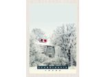 Vianmo Insegna In Legno 30X20 Cm Skandinawien Schnee Weiß Natur Haus