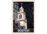 Vianmo Insegna In Legno 30X20 Cm Usa Amerika Boston SehenswüRdigkeit
