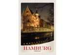 Vianmo Insegna In Legno 30X20 Cm Hamburg Deutschland BrüCke Kirche