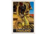 Vianmo Insegna In Legno 30X20 Cm Thailand Asien Drachen Bunt Tempelk